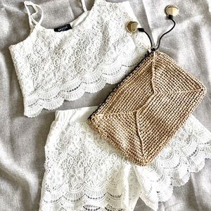 TWIN-SET White Laced Camisole & Shorts Pair Size S